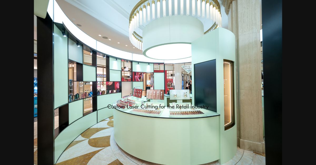 Inside of the Prada shop with clean and bright look with all the fittings made by laser cutting